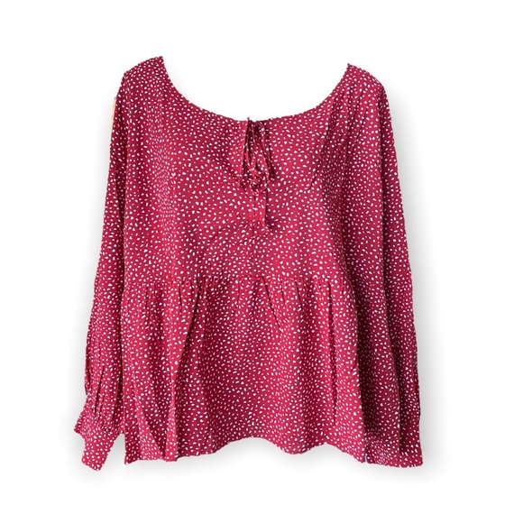 Ava & Viv Women’s Plus Red Long Sleeve Front Tie Blouse 3X NWOT - Picture 4 of 7